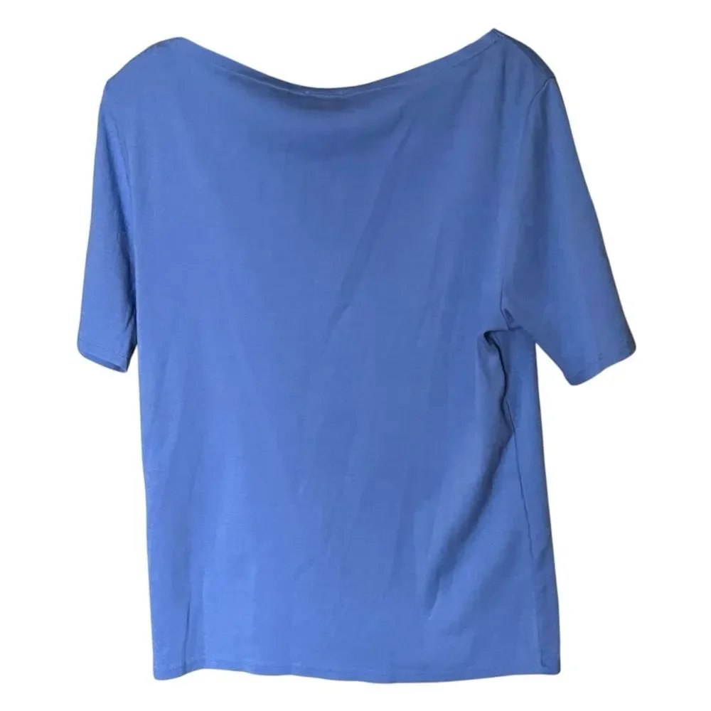 J by J. Crew Cotton Blue Short Sleeve with Round Neck Tee Shirt Top Size Large